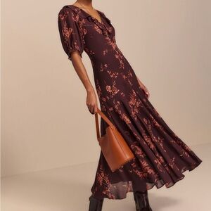 Reformation Burgundy Floral Midi Dress